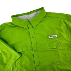 Columbia PFG Men's Green Short Sleeve Fishing Shirt Omni Shade Size XL